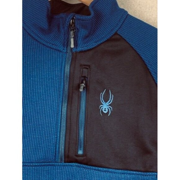 Spyder Men's L/G Quarter-Zip Blue & Black Fleece 1/4 Zip Pullover Sweater - Picture 9 of 10